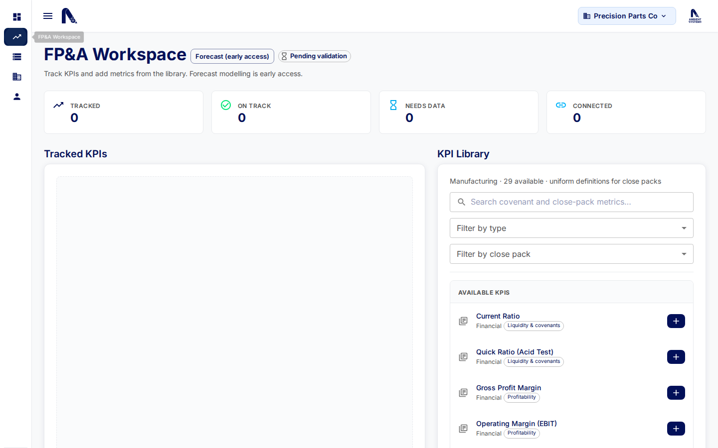 FP&amp;A Workspace for Manufacturing