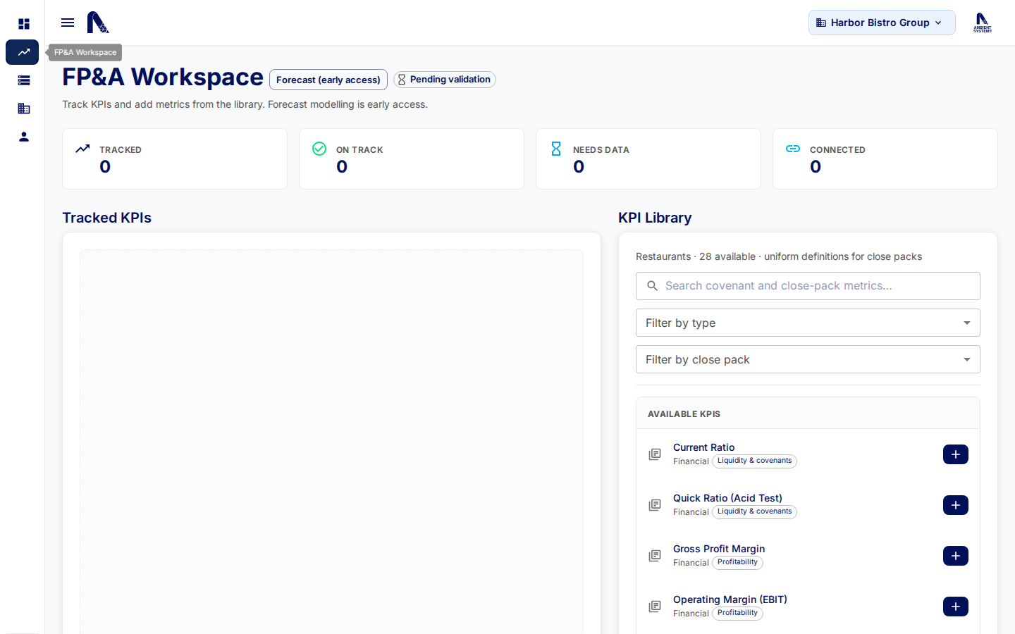 FP&amp;A Workspace for Restaurants